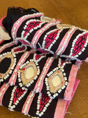 Black & Pink Beaded Vintage Trim From Gujarat