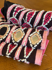 Black & Pink Beaded Vintage Trim From Gujarat