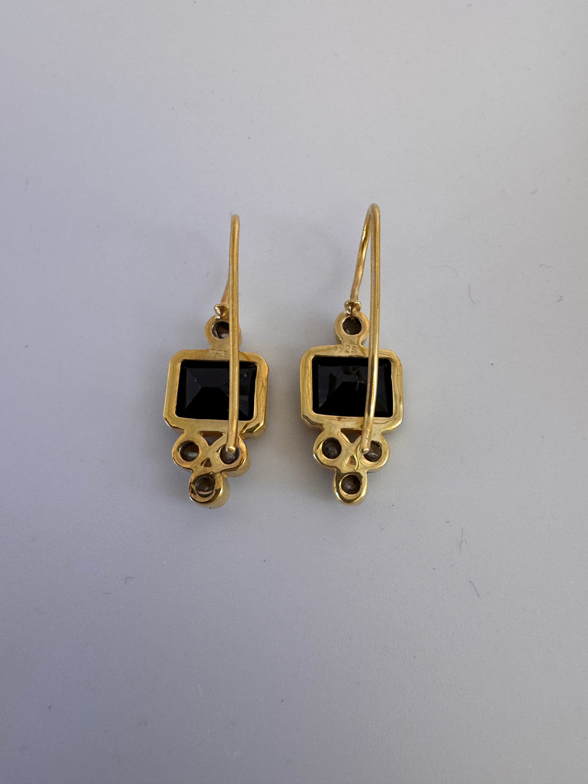 Black Onyx Pearl Square Earrings