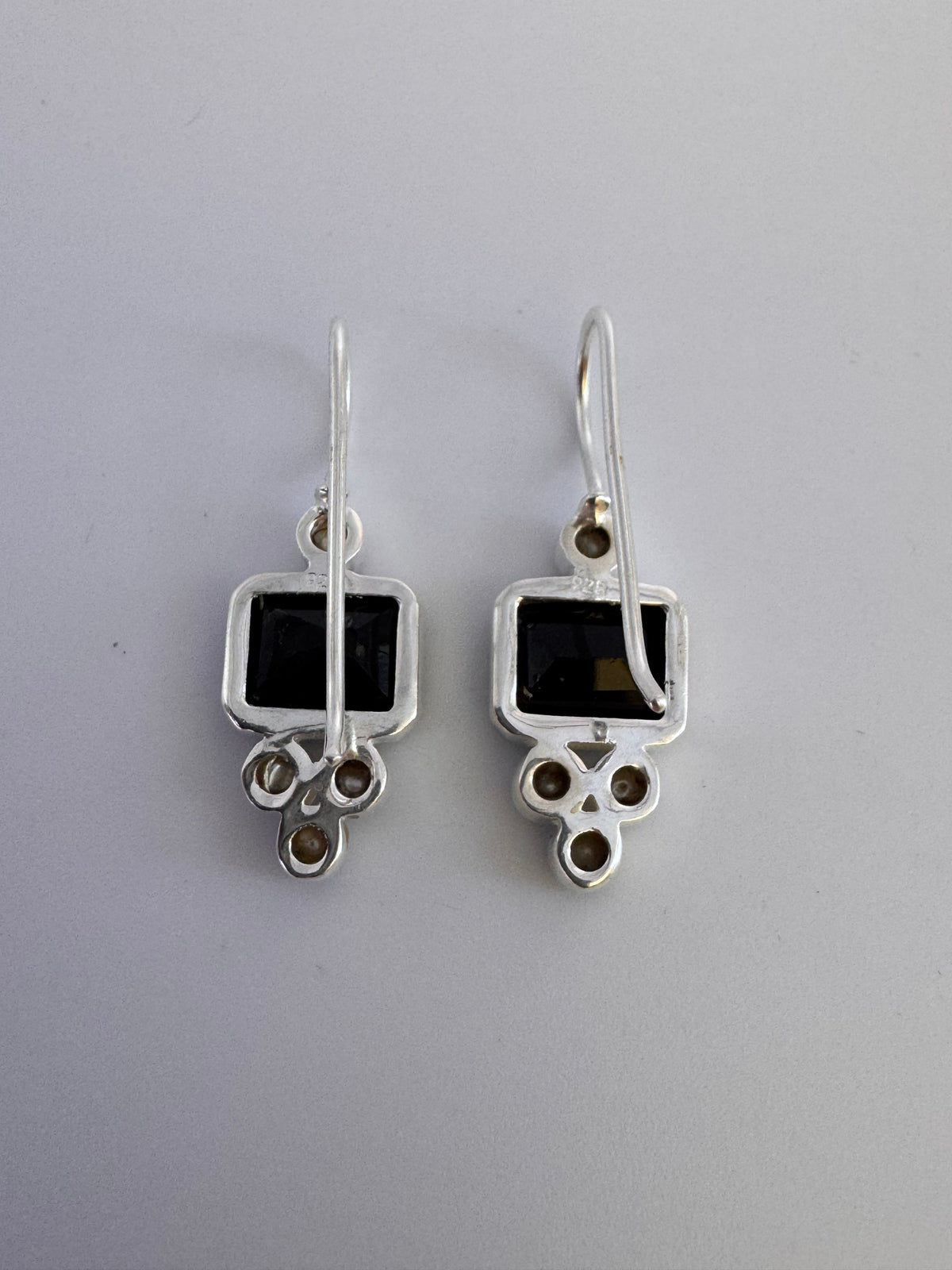 Black Onyx Silver Earrings