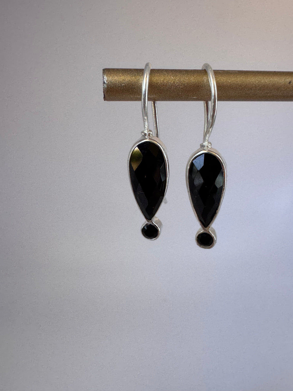 Black Onyx Teardrop Silver Earrings