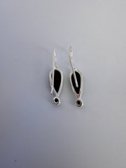 Black Onyx Teardrop Silver Earrings