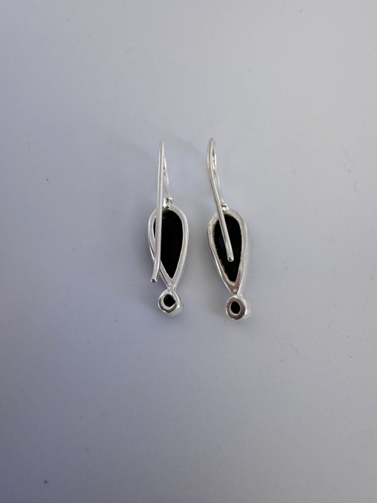 Black Onyx Teardrop Silver Earrings