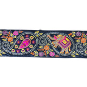 Black Ribbon With Elephants & Paisley