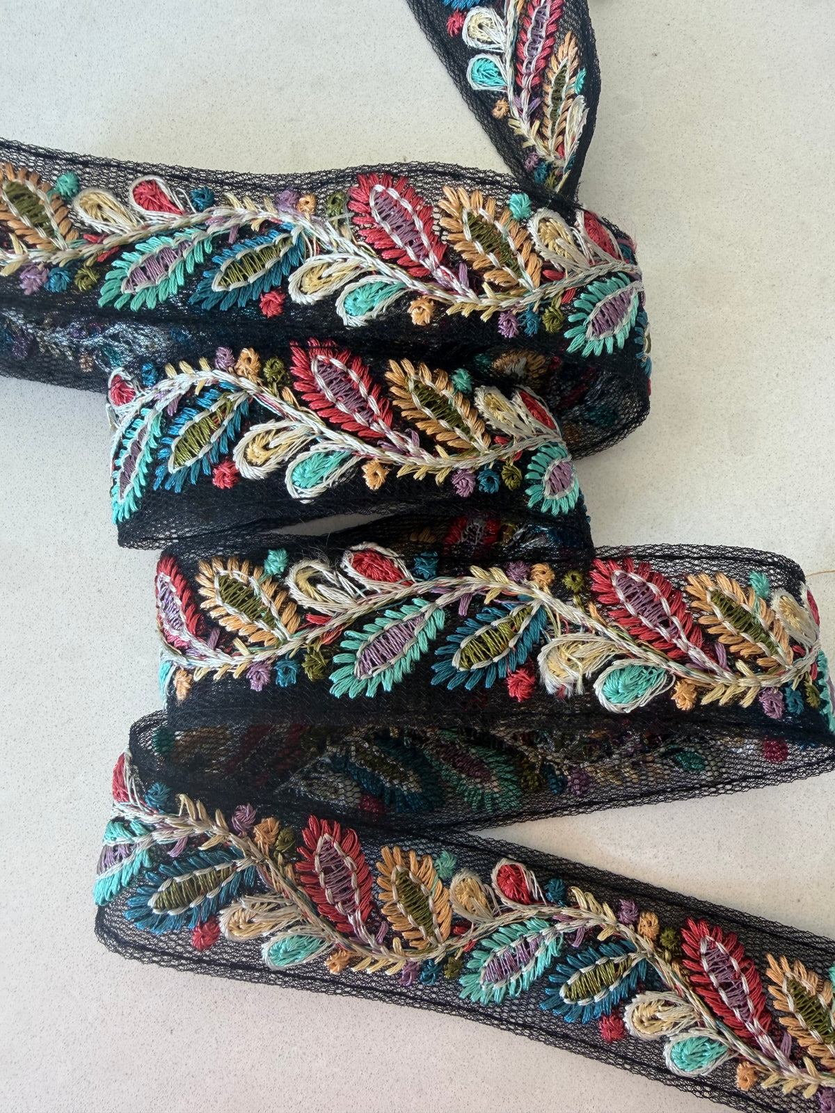 Black Ribbon With Multicoloured Leaves