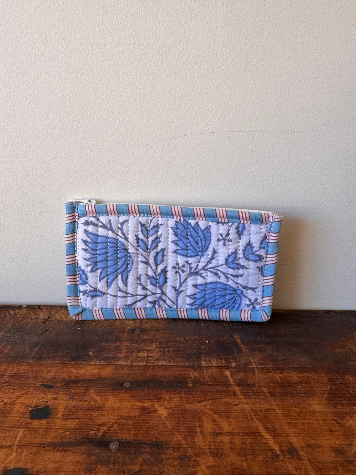 Block Print Coin Purse – Blue & White Floral