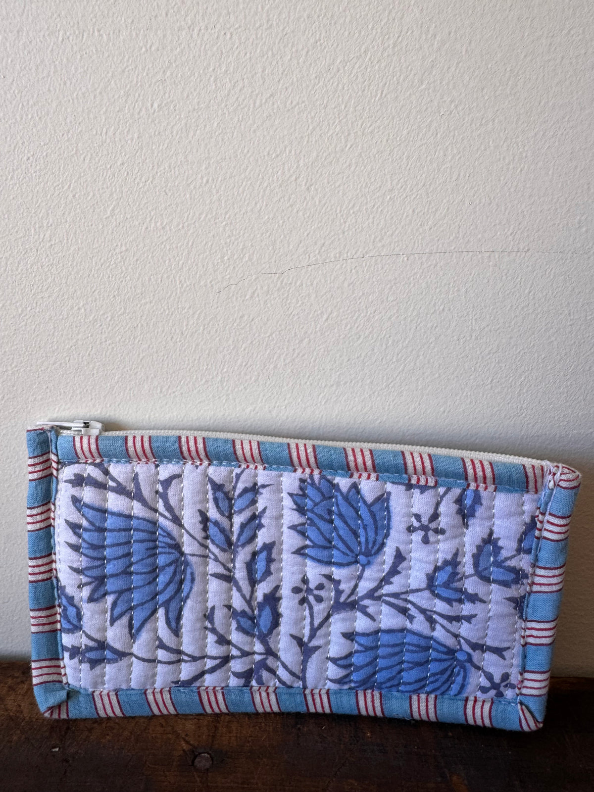 Block Print Coin Purse – Blue & White Floral