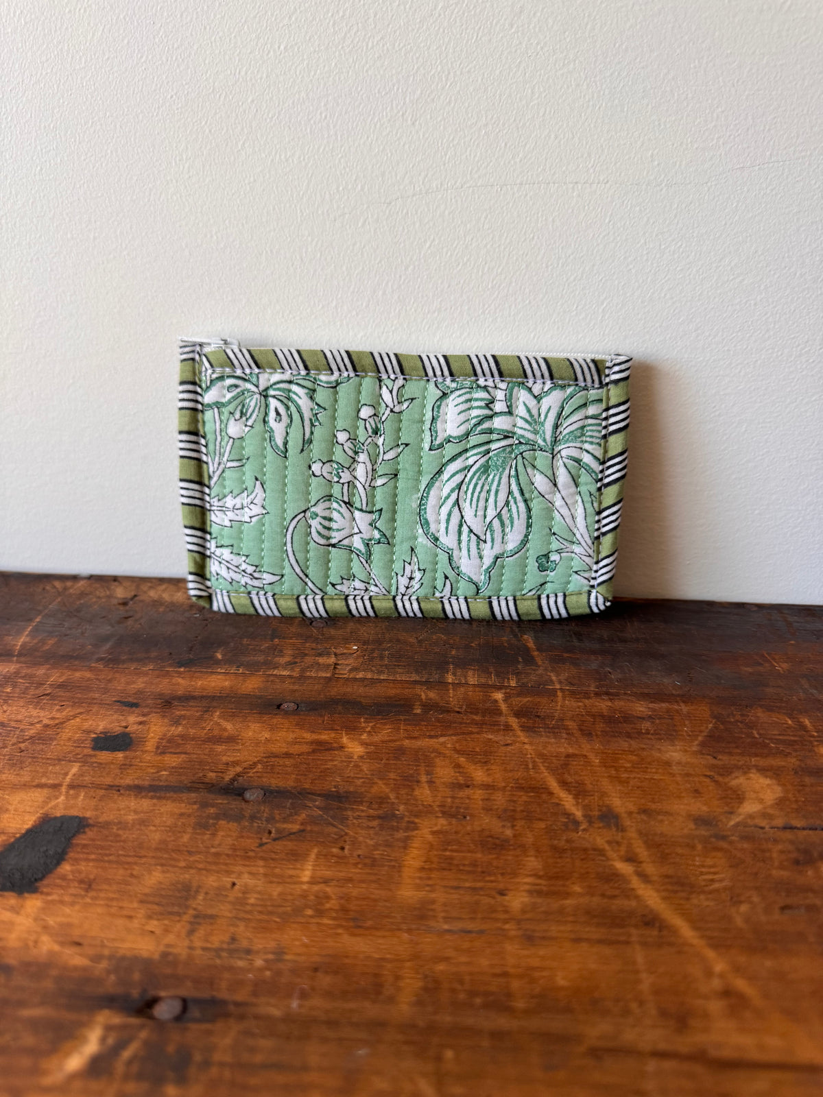 Block Print Coin Purse – Green Floral
