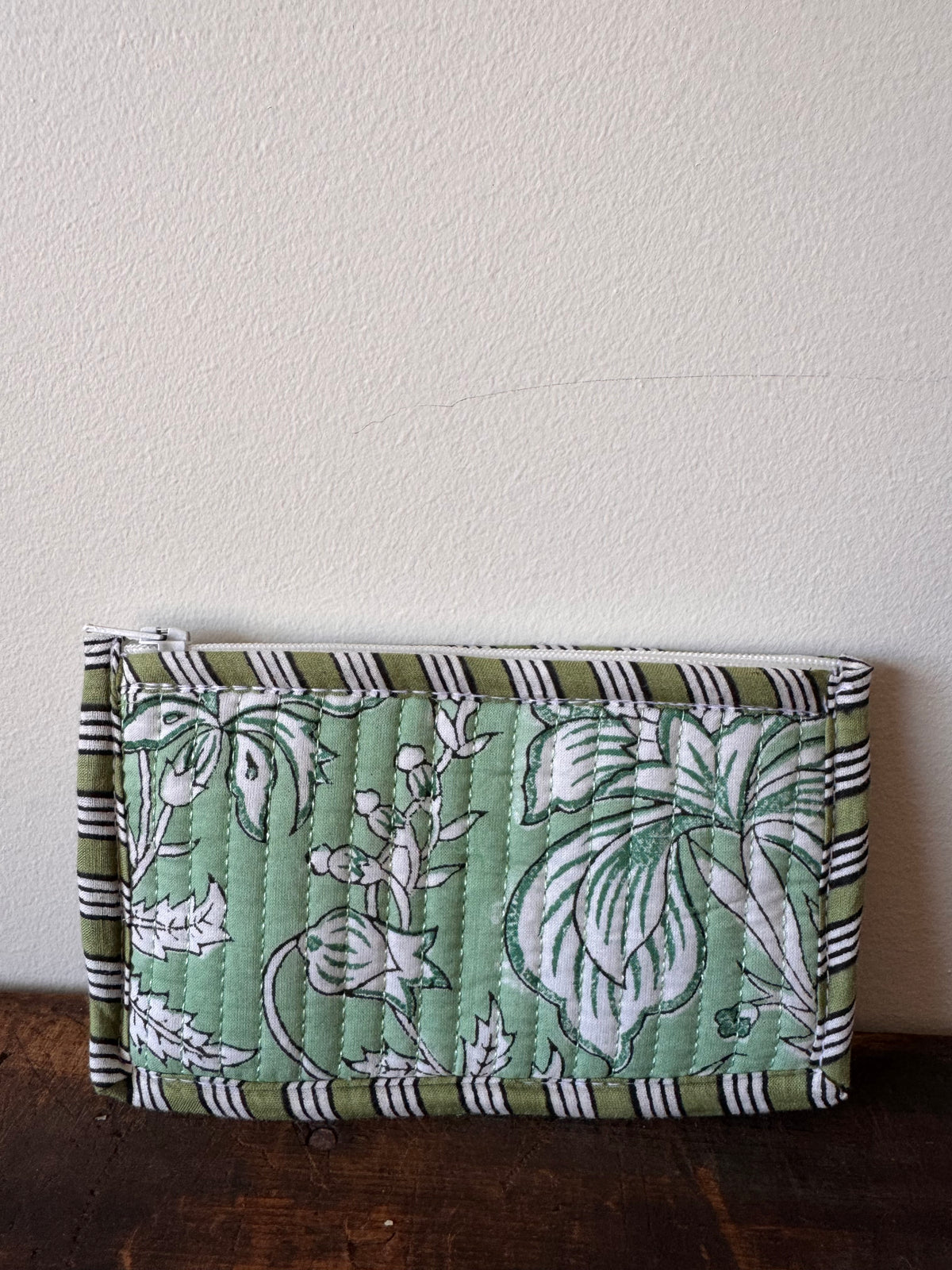 Block Print Coin Purse – Green Floral
