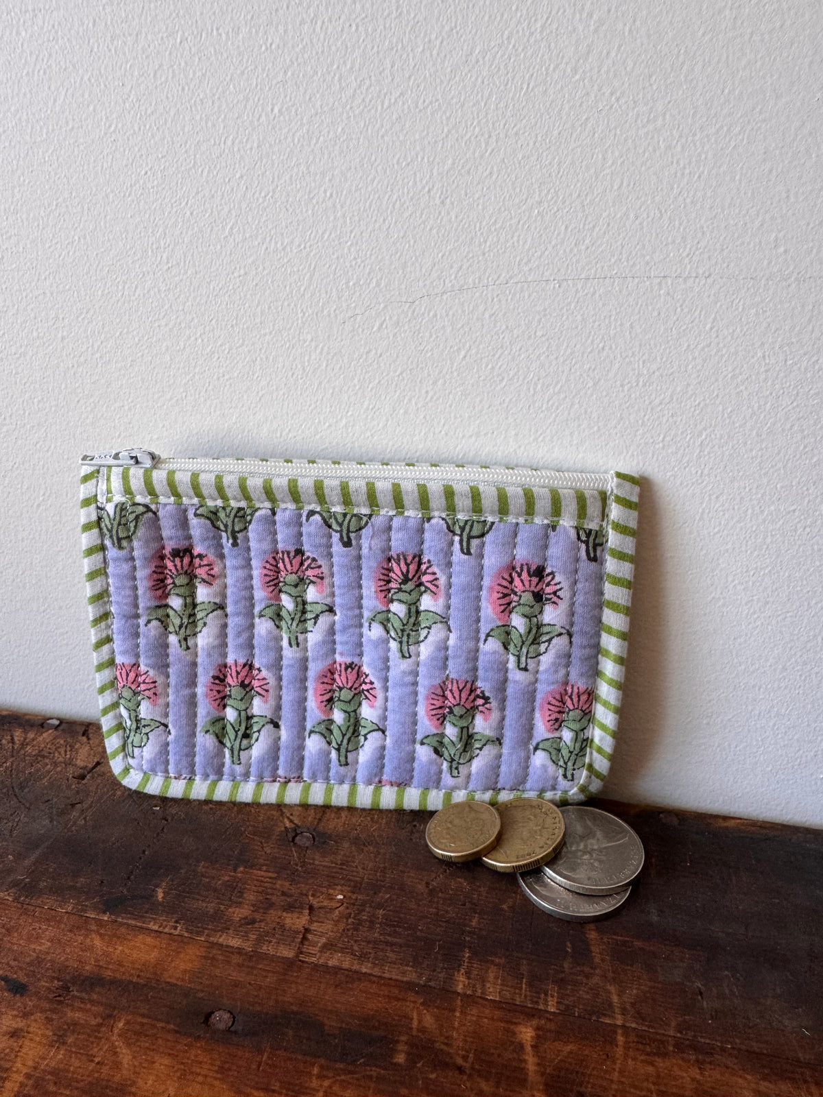 Block Print Coin Purse – Mauve Floral