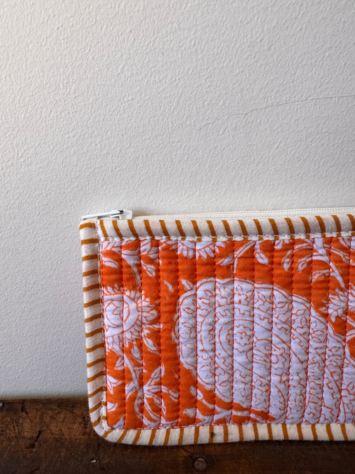 Block Print Coin Purse – Orange Floral