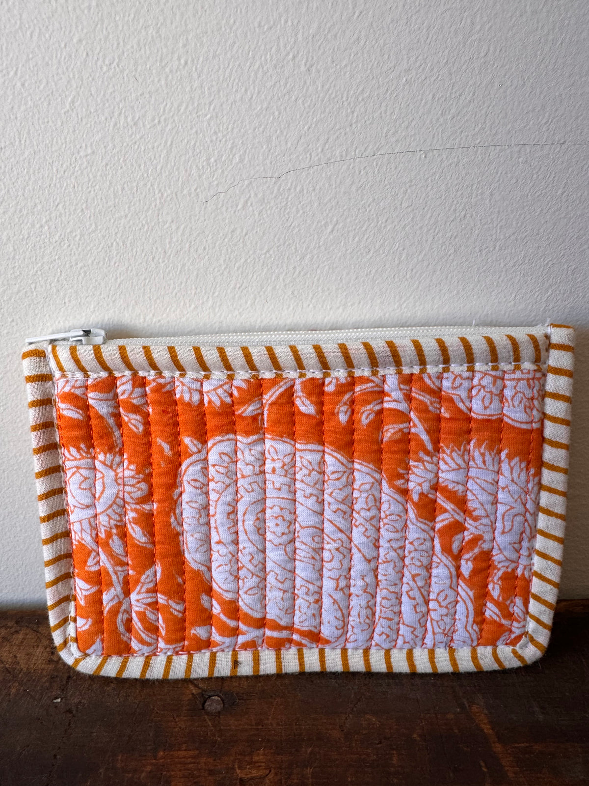 Block Print Coin Purse – Orange Floral