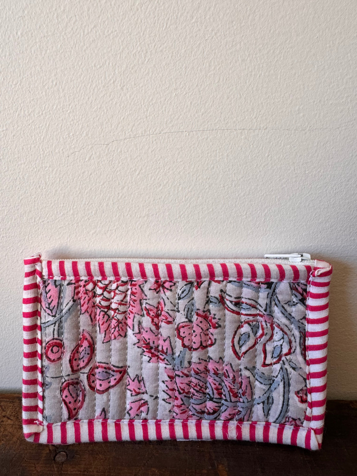 Block Print Coin Purse – Pink & Mauve Floral