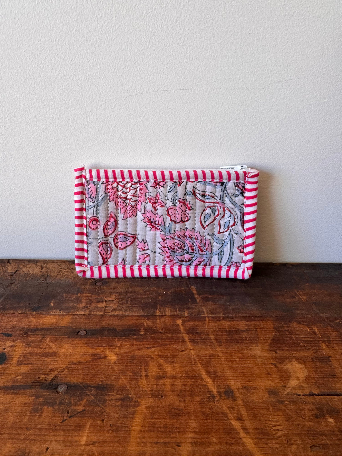 Block Print Coin Purse – Pink & Mauve Floral