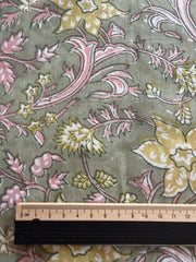 Block Print Cotton Fabric – Beige Floral