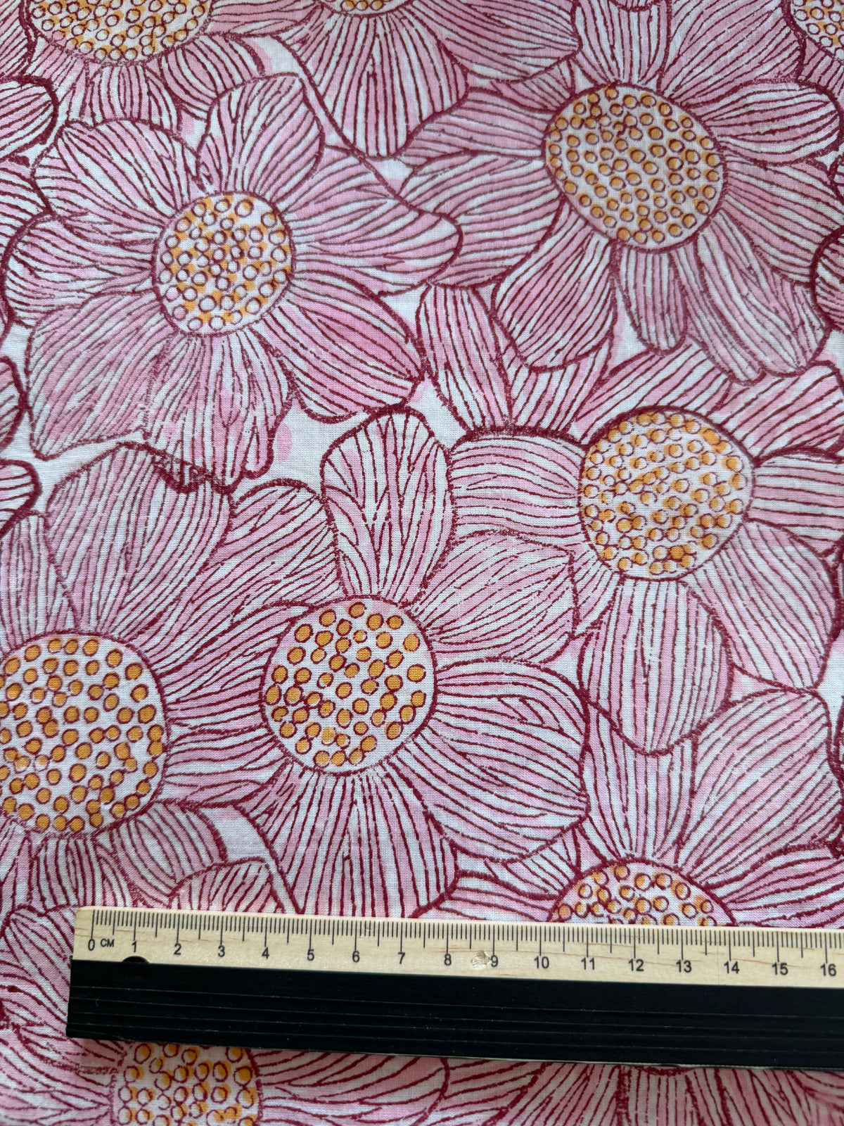 Block Print Cotton Fabric – Big Pink Floral
