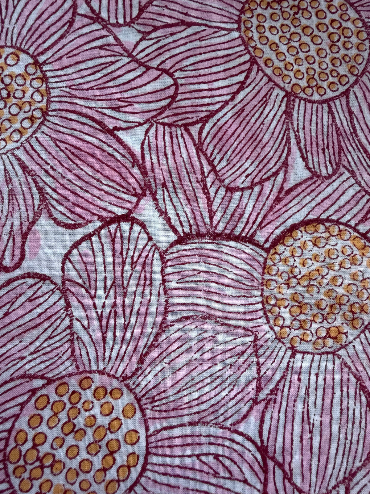 Block Print Cotton Fabric – Big Pink Floral