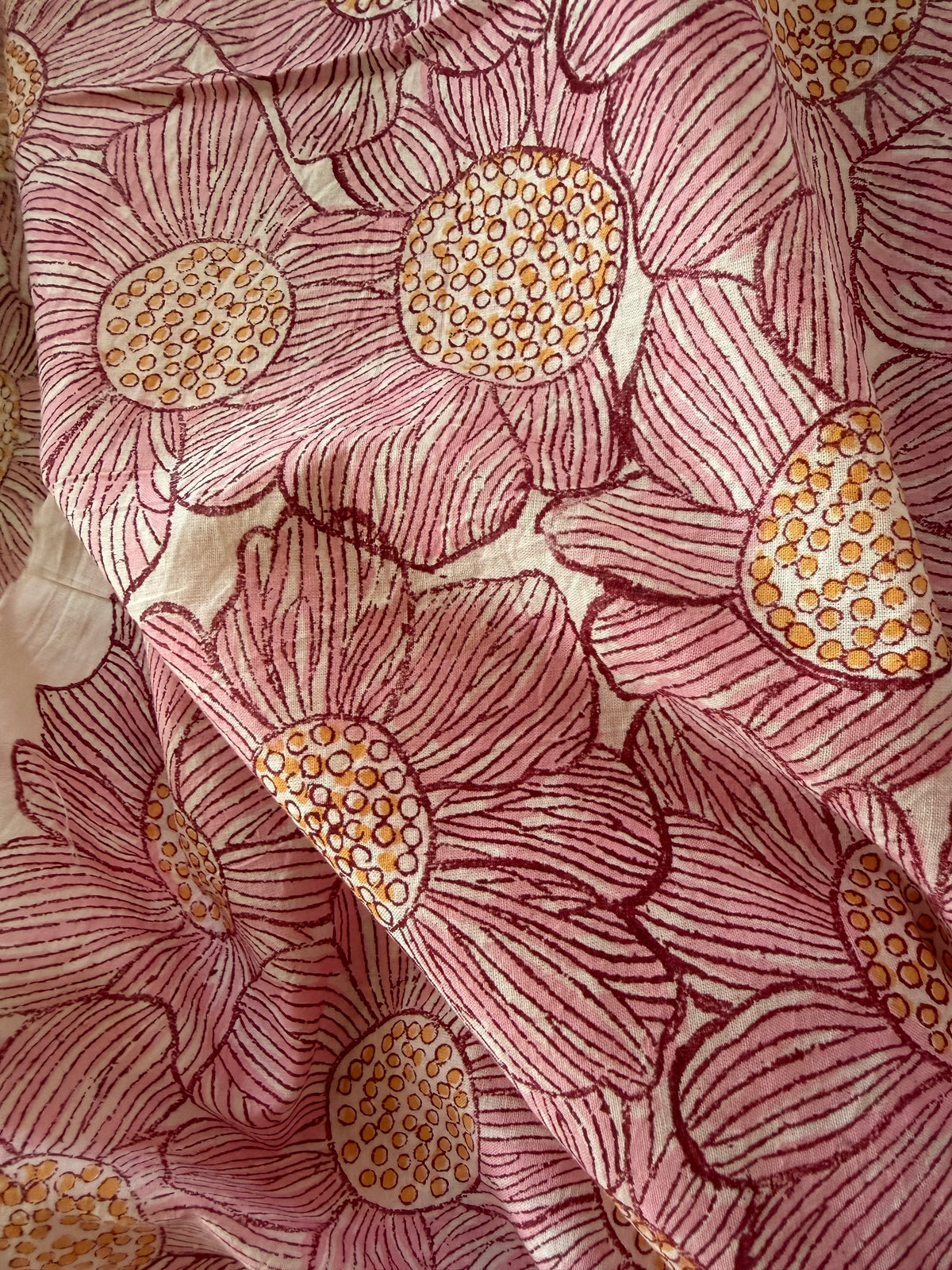 Block Print Cotton Fabric – Big Pink Floral
