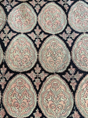 Block Print Cotton Fabric – Black & Pink Paisley