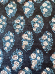 Block Print Cotton Fabric – Blue & White Floral