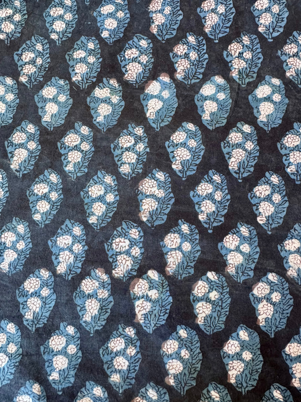 Block Print Cotton Fabric – Blue & White Floral