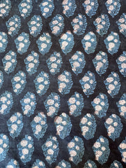 Block Print Cotton Fabric – Blue & White Floral