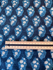 Block Print Cotton Fabric – Blue & White Floral