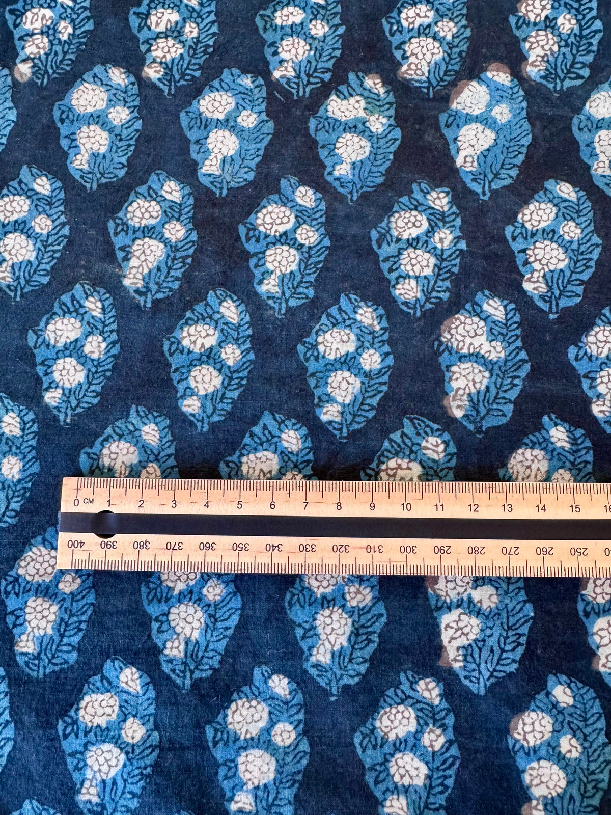 Block Print Cotton Fabric – Blue & White Floral