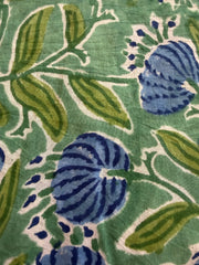 Block Print Cotton Fabric – Blue Green