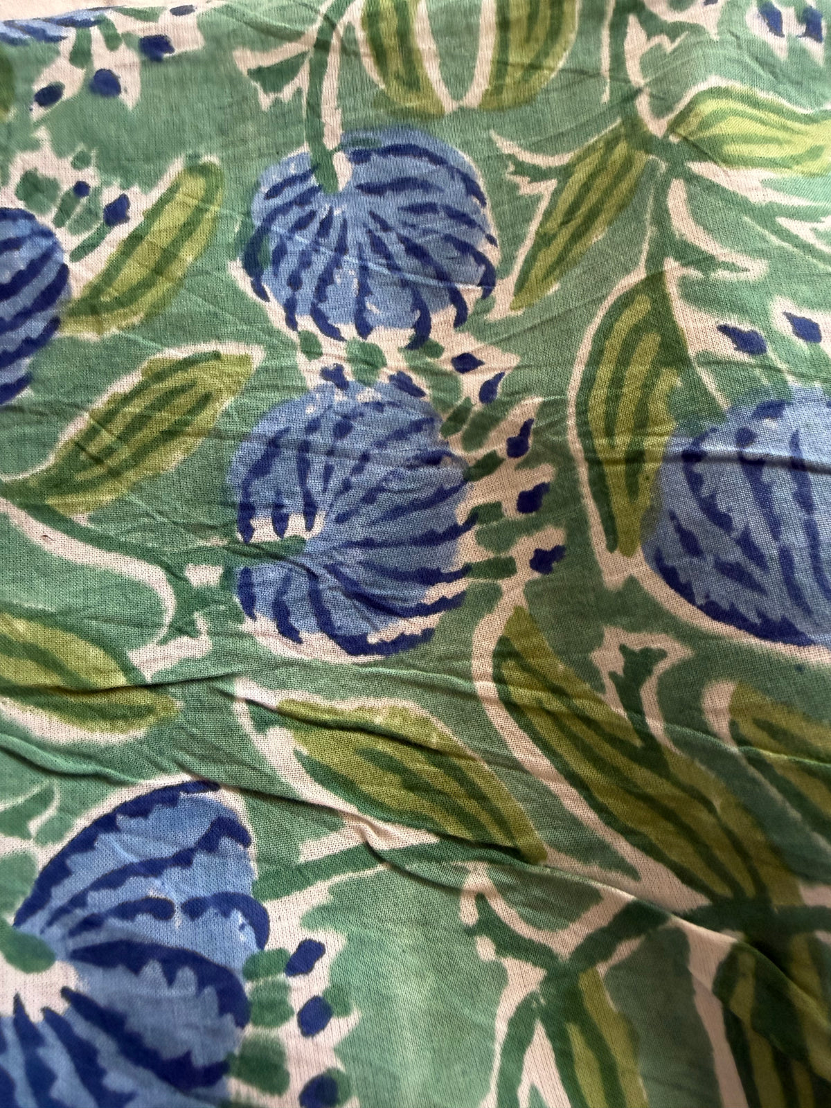 Block Print Cotton Fabric – Blue Green