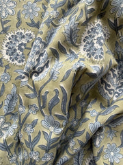 Block Print Cotton Fabric – Blue Green