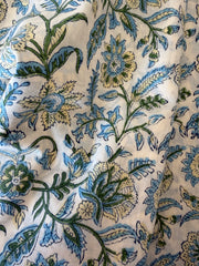 Block Print Cotton Fabric – Blue, Green & Yellow Floral