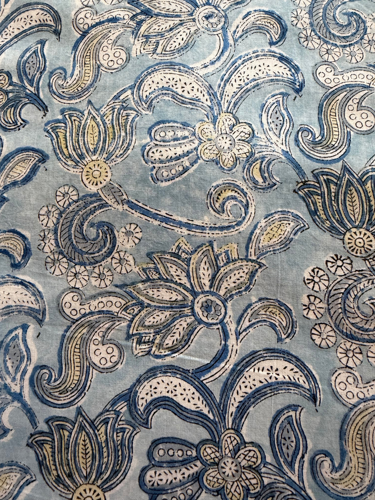 Block Print Cotton Fabric – Blue on Blue