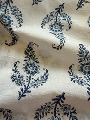 Block Print Cotton Fabric – Blue on White