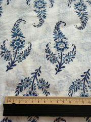 Block Print Cotton Fabric – Blue on White