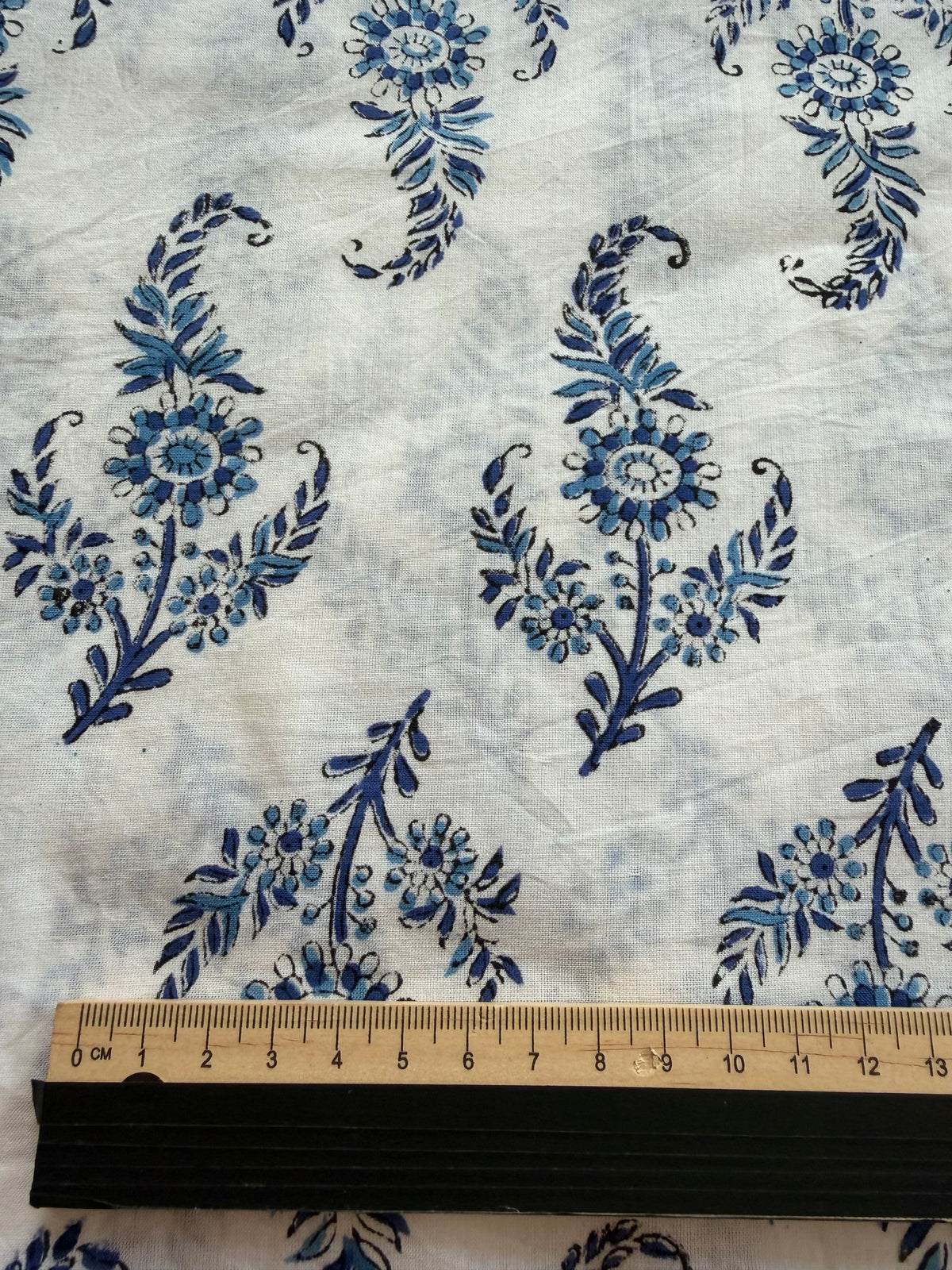 Block Print Cotton Fabric – Blue on White