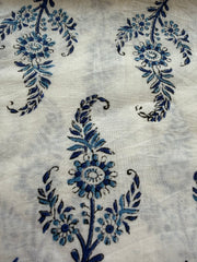 Block Print Cotton Fabric – Blue on White
