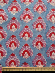Block Print Cotton Fabric – Blue with Mauve