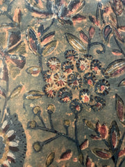 Block Print Cotton Fabric – Green & Brown Native Floral