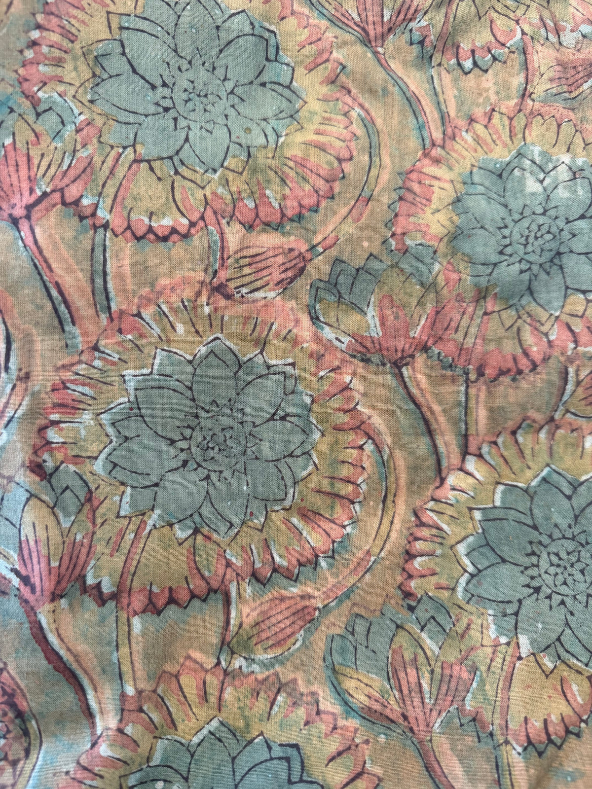 Block Print Cotton Fabric – Green Floral