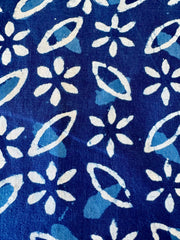 Block Print Cotton Fabric – Indigo & White Floral