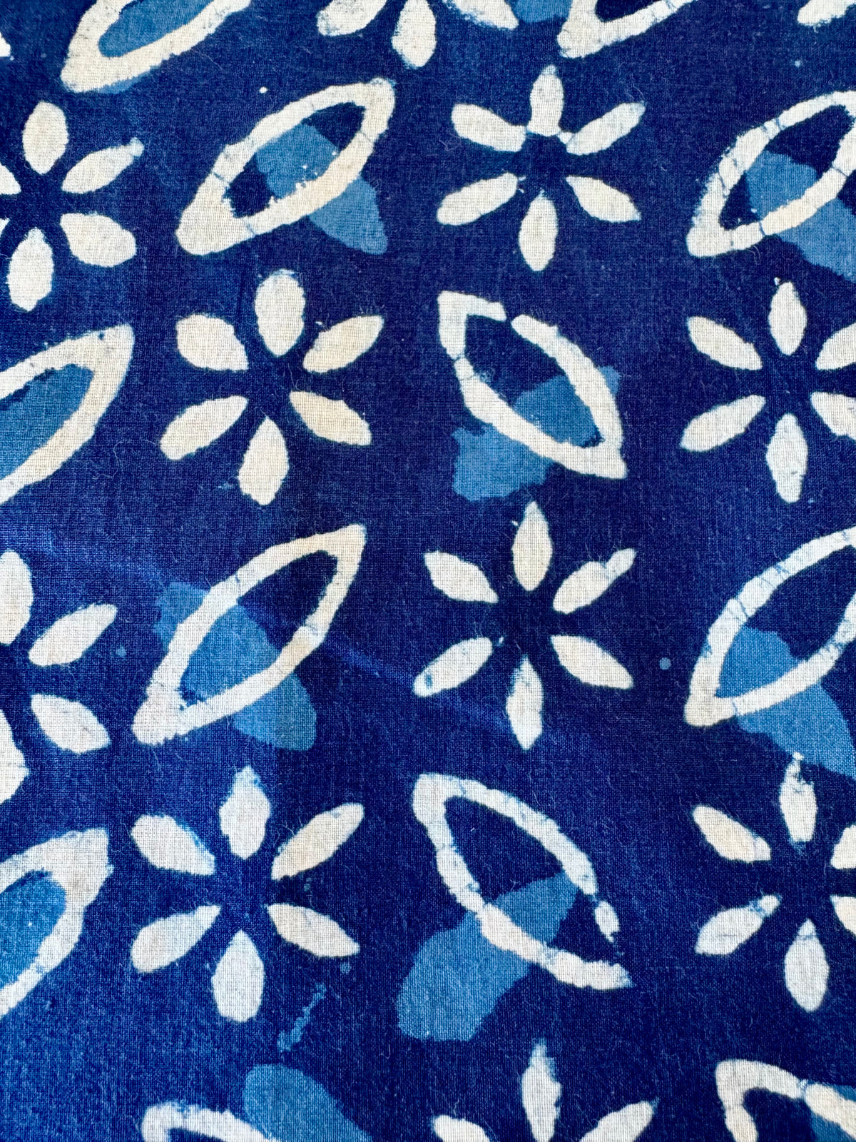Block Print Cotton Fabric – Indigo & White Floral