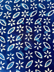 Block Print Cotton Fabric – Indigo & White Floral