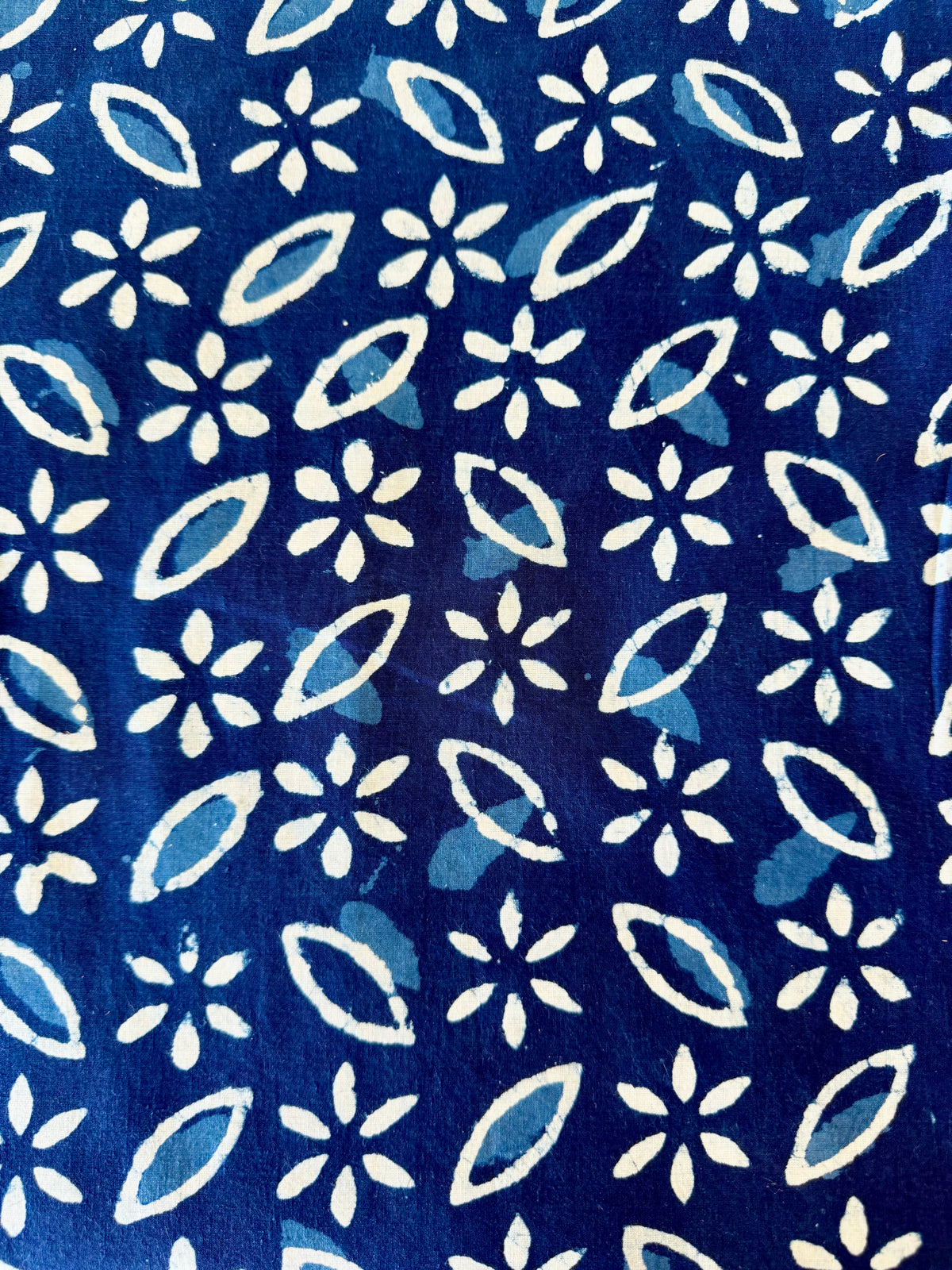 Block Print Cotton Fabric – Indigo & White Floral