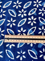 Block Print Cotton Fabric – Indigo & White Floral