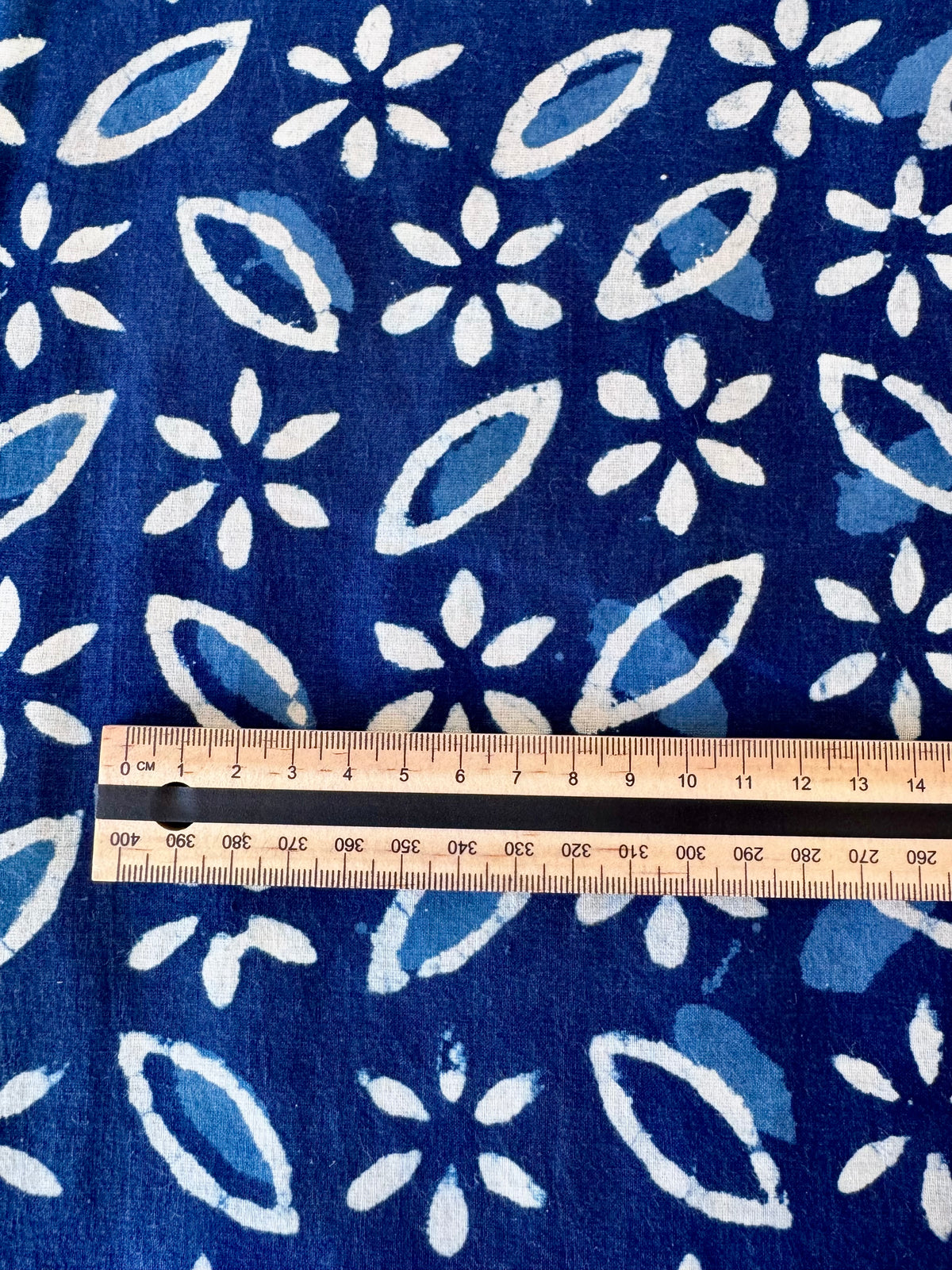 Block Print Cotton Fabric – Indigo & White Floral