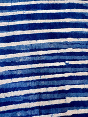 Block Print Cotton Fabric – Indigo & White Stripe