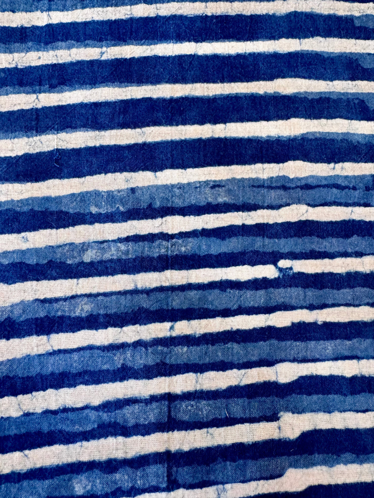 Block Print Cotton Fabric – Indigo & White Stripe