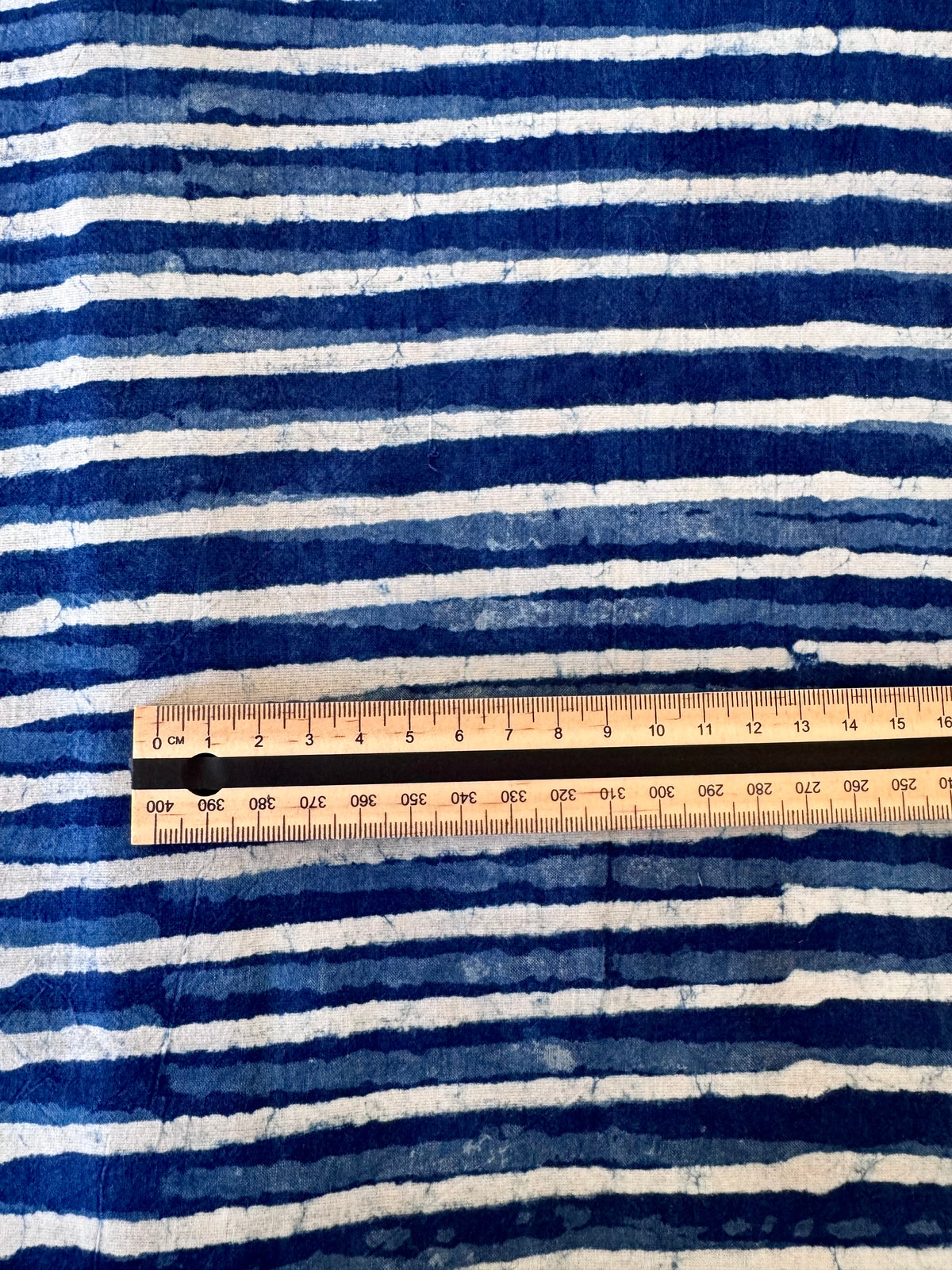 Block Print Cotton Fabric – Indigo & White Stripe