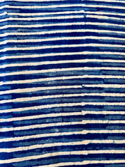 Block Print Cotton Fabric – Indigo & White Stripe
